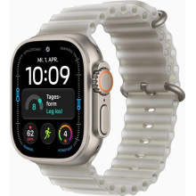 Apple Watch Ultra 4 49mm Titanium Natur avec Translucent Grey Ocean Band MJAD4